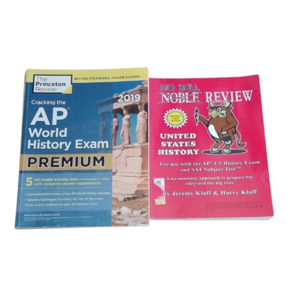 Princeton Review AP World History Premium + No Bull U.S. History Test Prep Books